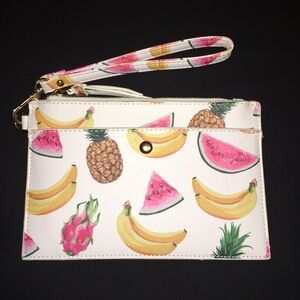 NWOT Charming Charlie Fruit Print Zippered Pouch/Wristlet